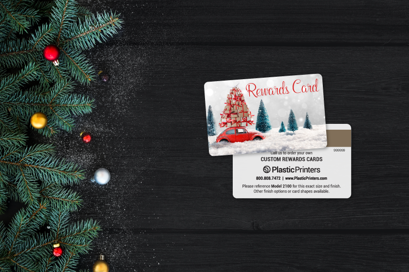 Custom rewards cards with a holiday design